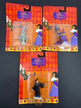3 Hunchback of Notre Dame Figurines Gargoyles Judge Frollo Clopin Vintage 66213